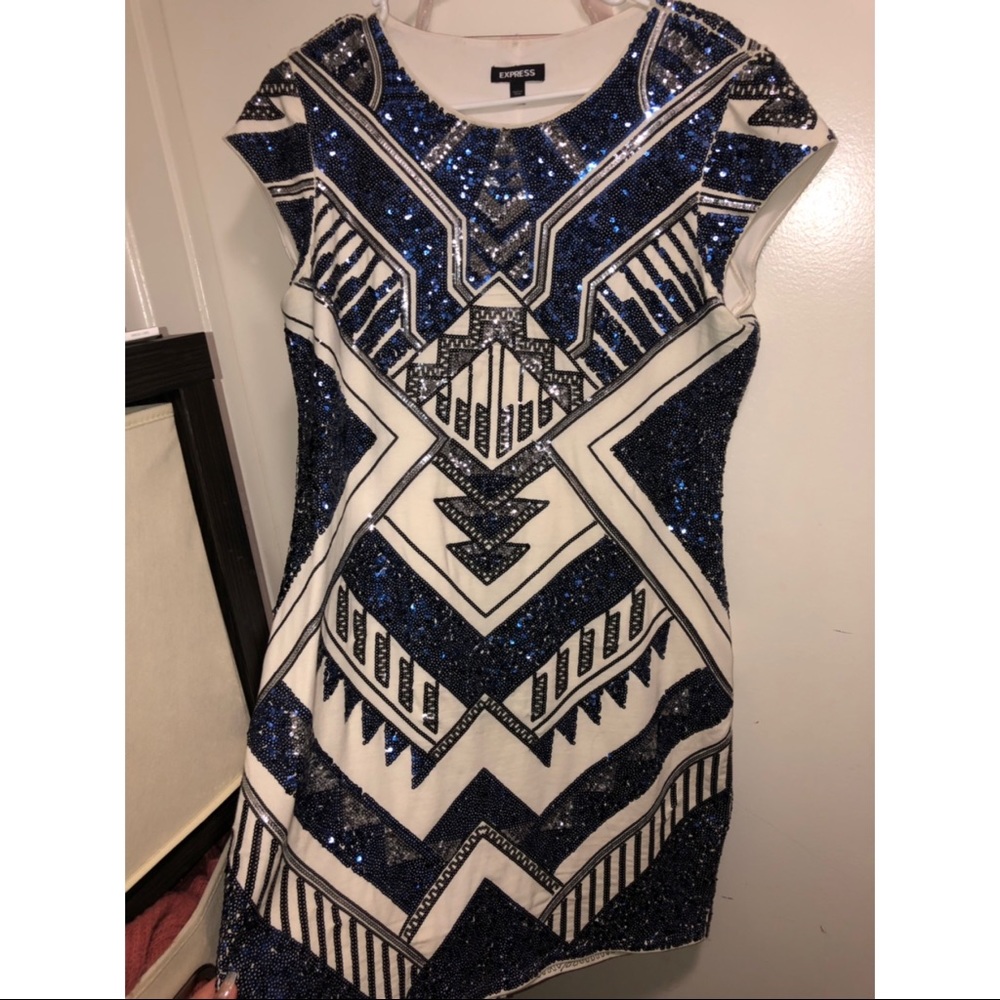 Express Short Sleeve Sequin Sheath Dress